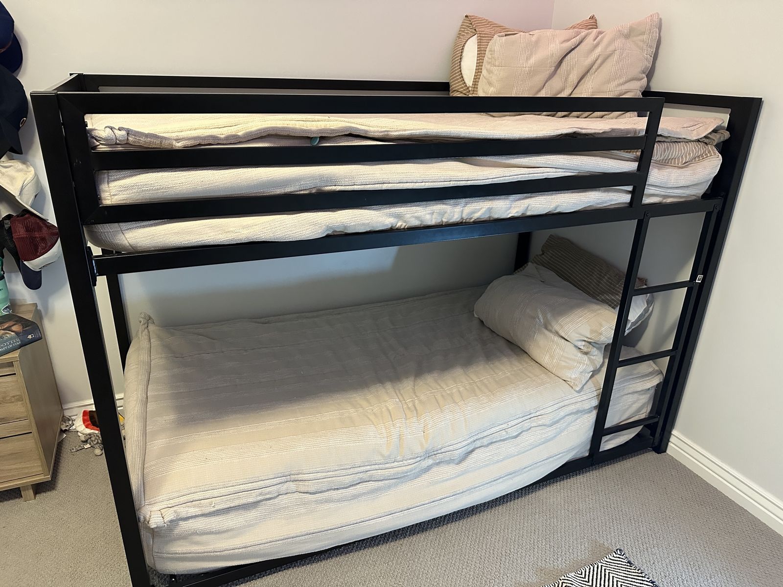 Black Metal Twin Bunk Bed with Ladder - frame only!