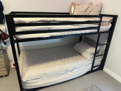 Black Metal Twin Bunk Bed with Ladder - frame only!