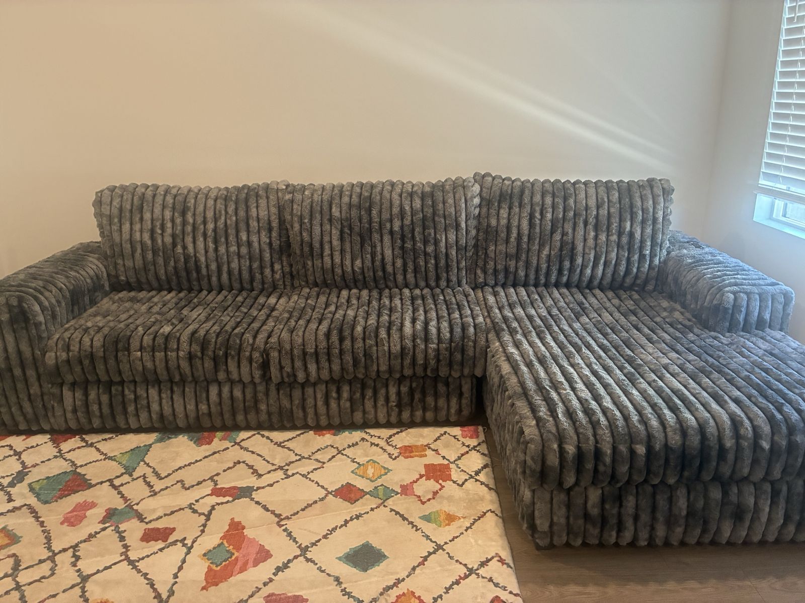 Minky sofa with chaise lounge