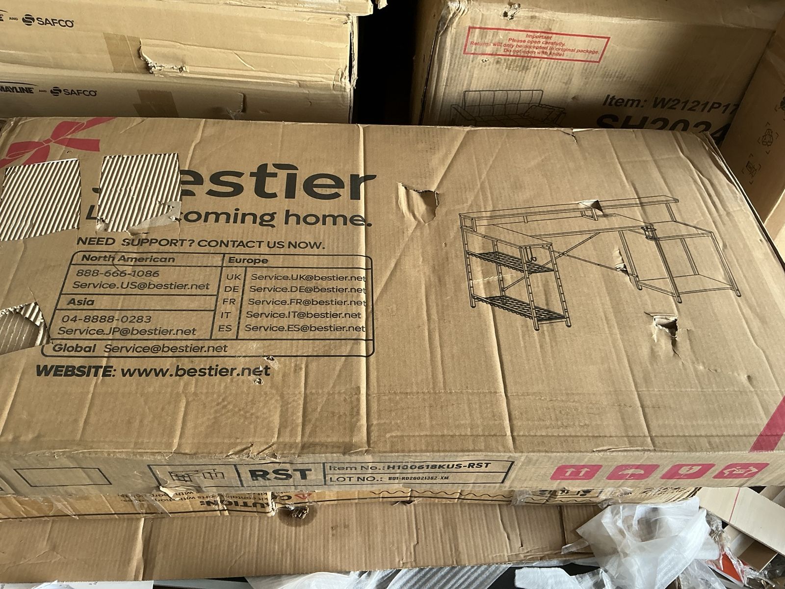 Bestier 71.5” L-Shaped Gaming Desk with LED Lights