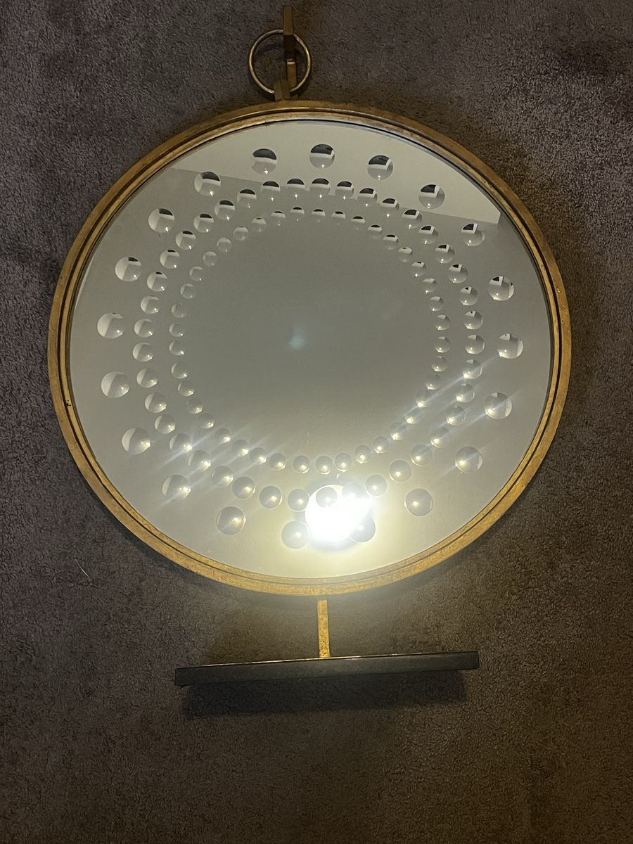 Vintage-Style Gold Round Infinity Mirror Wall Decor with Pedestal Stand