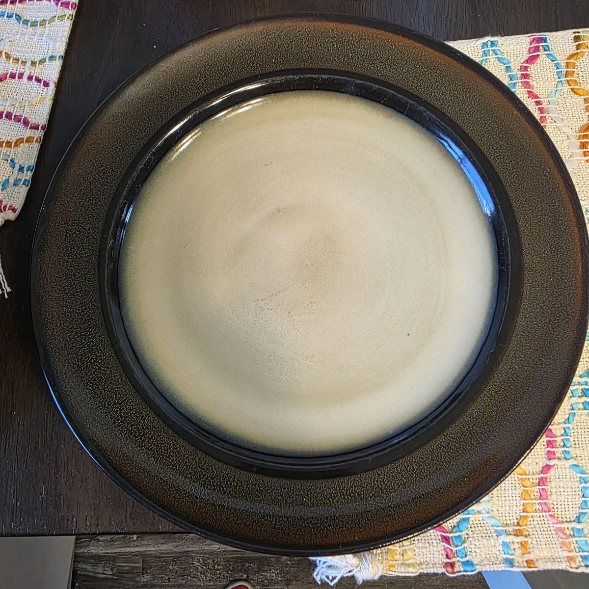 HomeTrends Rave Stripe Dinner Plates Set Brown Beige Stoneware
