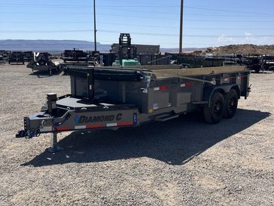7x16 Diamond C LPT 207 Dump Trailer - 24" Sides - 15.5K GVWR - 14 Ply Tires, Board Brackets, Long Arm Tarp