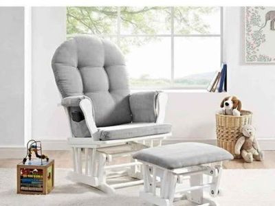 Angel Line Windsor Glider and Ottoman, White Finis
