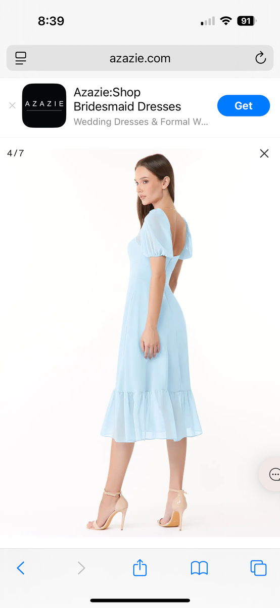 Azazie light blue Baby midi dress