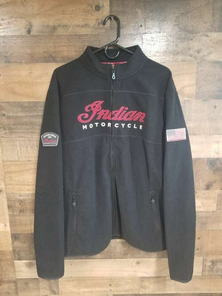Indian Motorcycle Fleece Jacket Full Zip Black Size Large