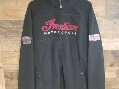 Indian Motorcycle Fleece Jacket Full Zip Black Size Large