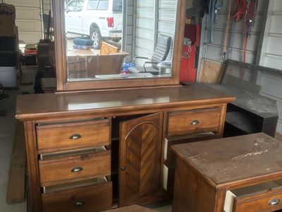 Dresser with mirror and night stand