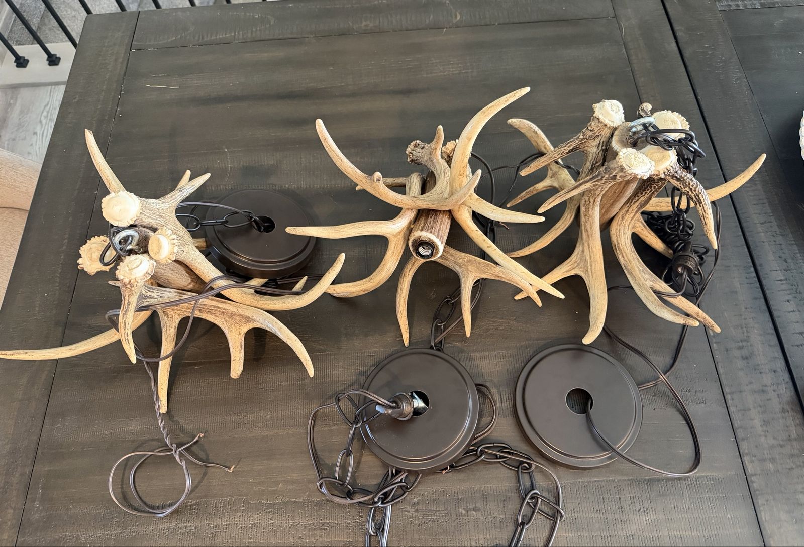 Rustic Antler Chandelier Sconce - Set of 3 Authentic White-Antler Lights