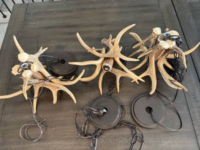 Rustic Antler Chandelier Sconce - Set of 3 Authentic White-Antler Lights