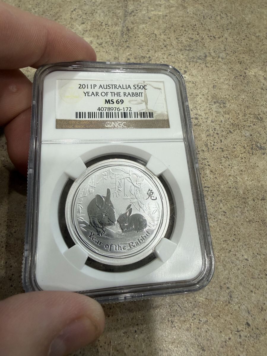 2011 P Australia 50c Year of the Rabbit Silver Coin NGC MS 69 - Queen Elizabeth II