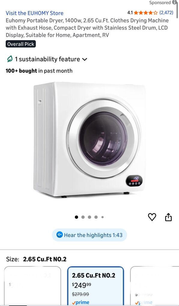 New Compact Clothes Dryer - 120v - Home Or RV