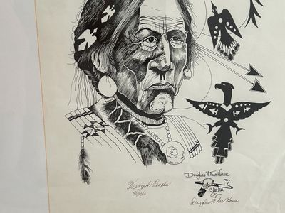 Douglas H. Fast Horse "Winged People" Signed & Numbered Print 49/1000, 1982 Native American Art