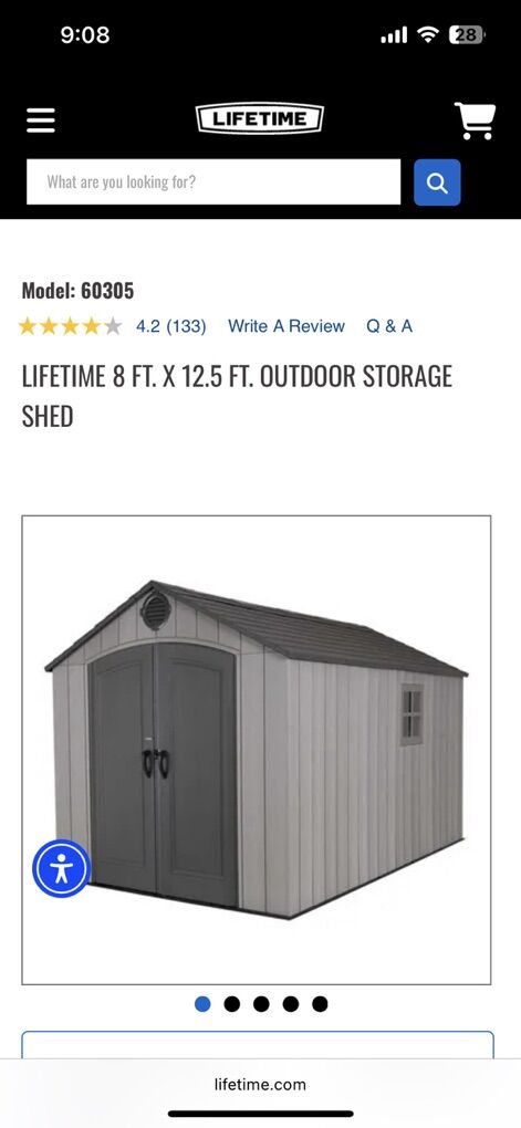 New Lifetime 8x12.5 Shed With Delivery & Install
