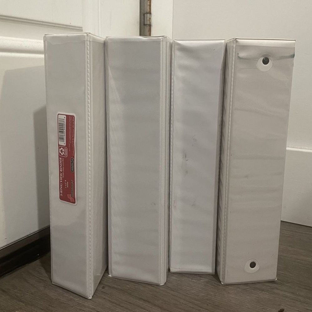 Blank White 3 Ring Binders 