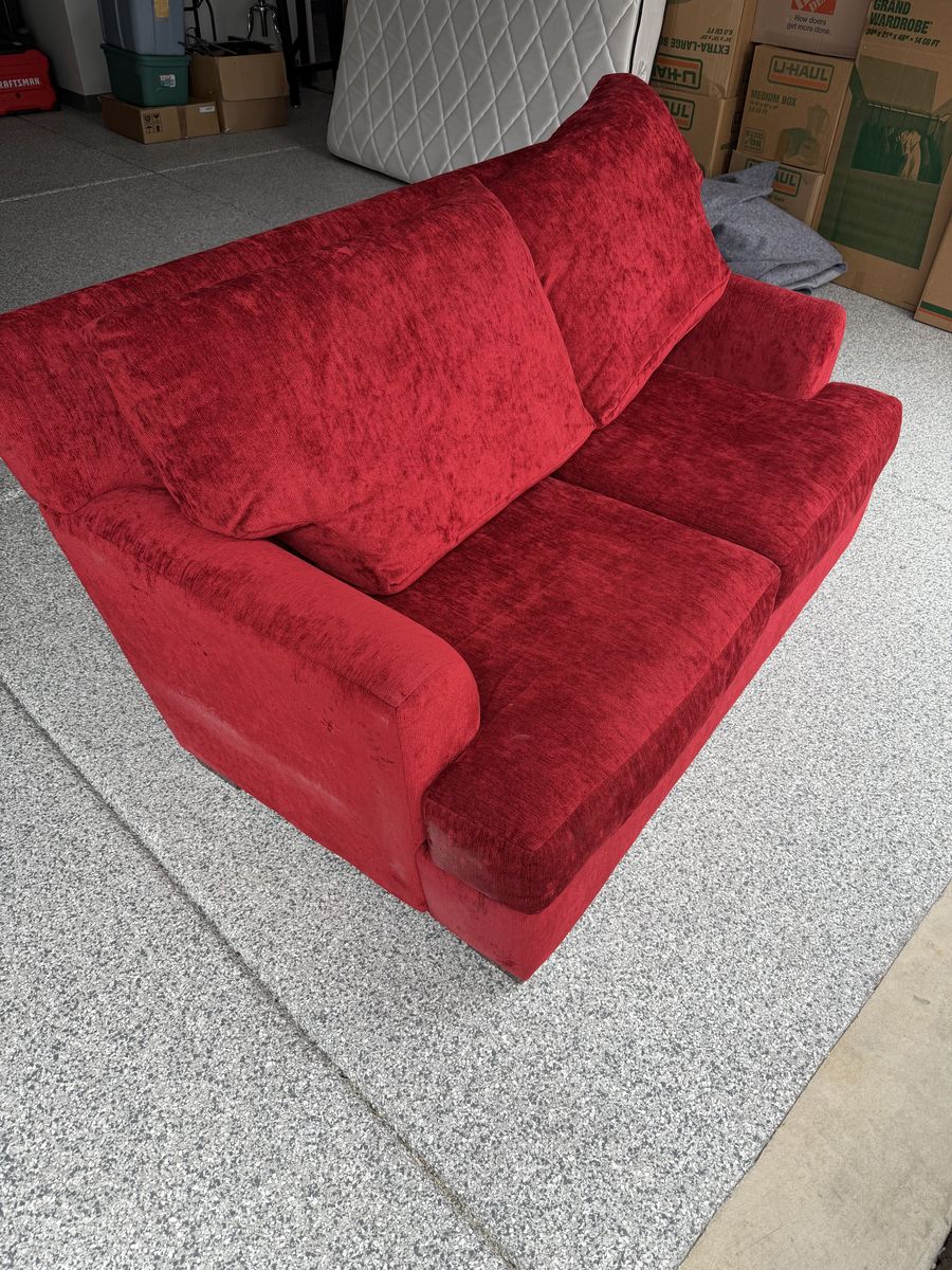 Red Fabric Loveseat / Couch