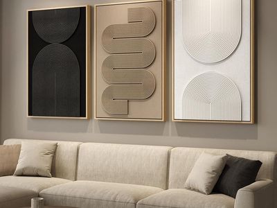 New Large 3D Textured Framed Boho Neutral Abstract Wall Art 3 Piece Modern Paintings Artwork
