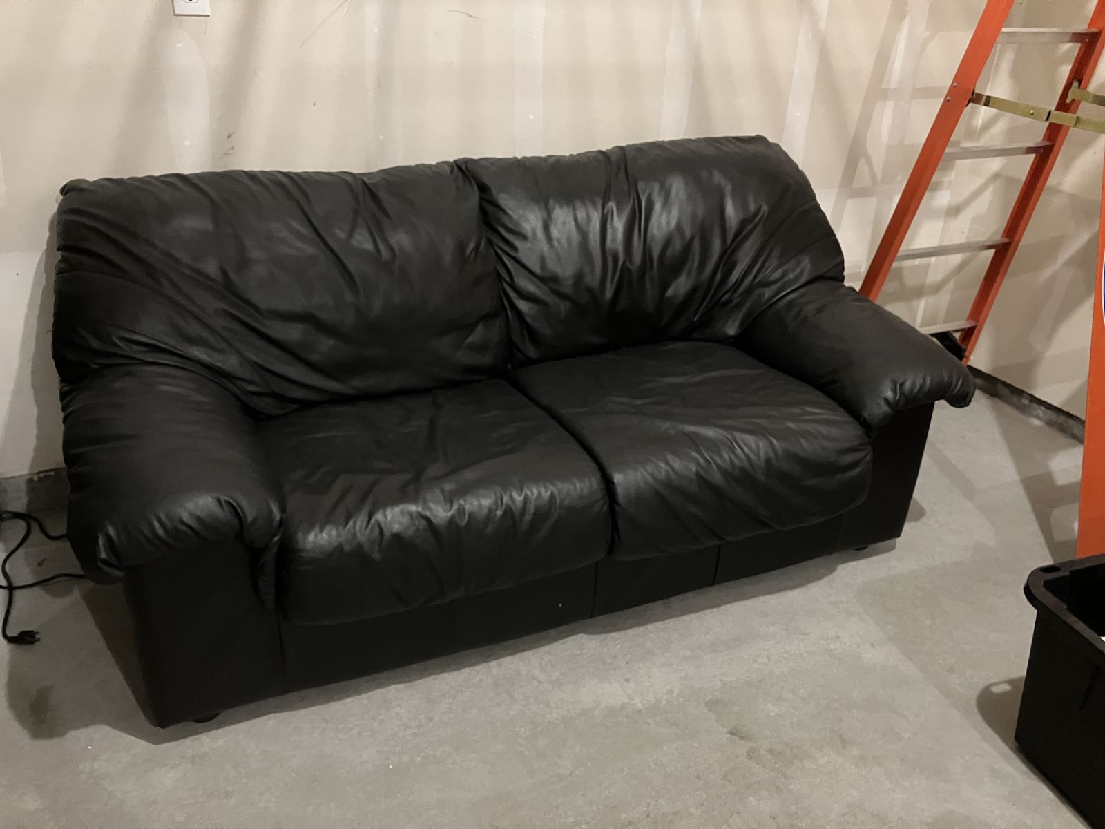 Black Faux Leather Couch Loveseat