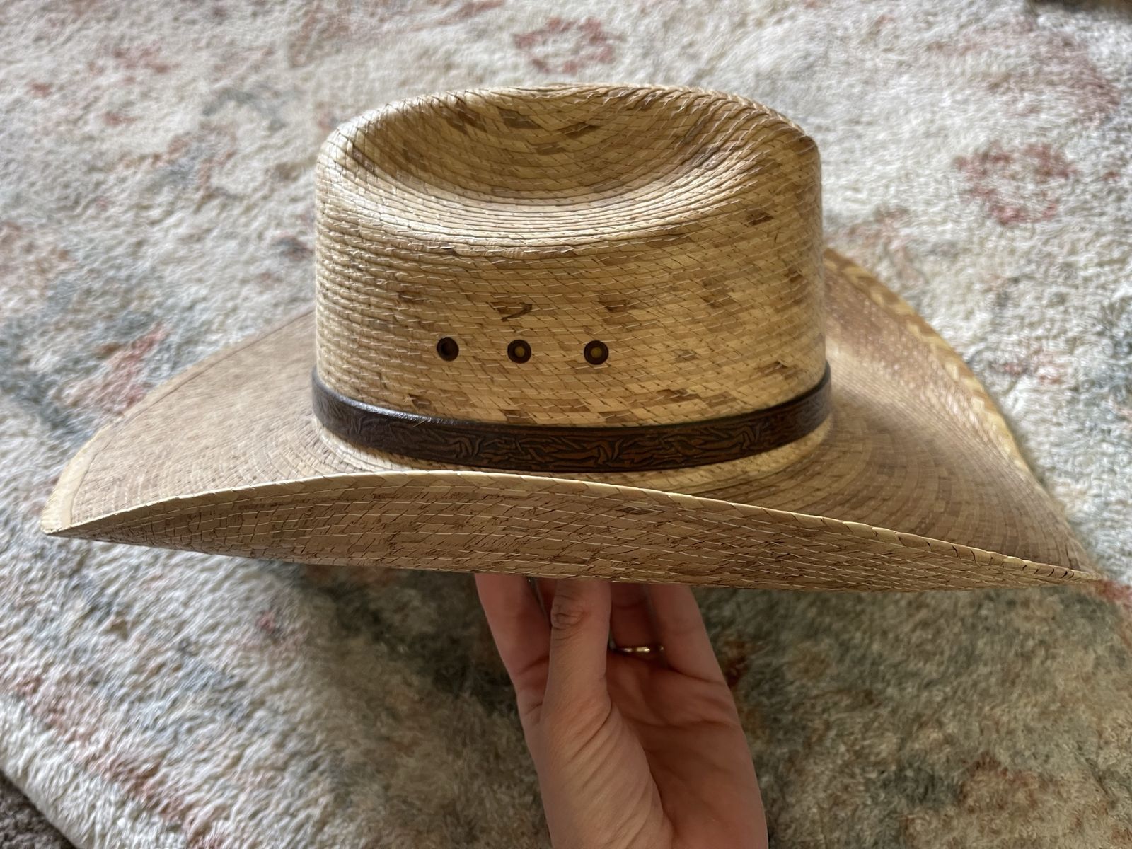 Original Outback Trading Co. Red River Straw Cowboy Hat, Large, Brown with Faux Leather Band