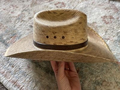 Original Outback Trading Co. Red River Straw Cowboy Hat, Large, Brown with Faux Leather Band