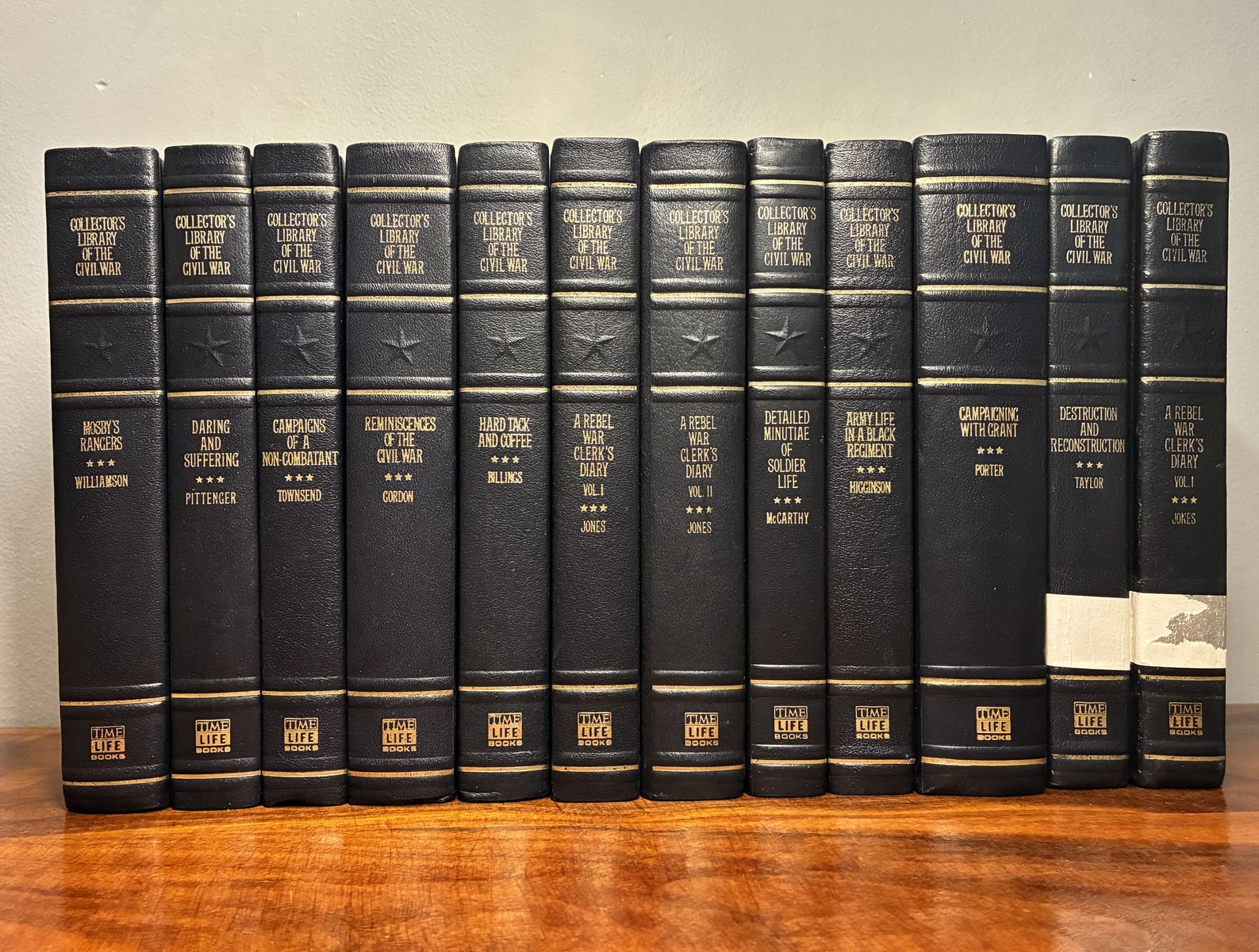 Collector’s Library of the Civil War Book Set of 12 Leather Covers, Gold-Gilt Edging, Ribbon (America, Patriotism, Decor)