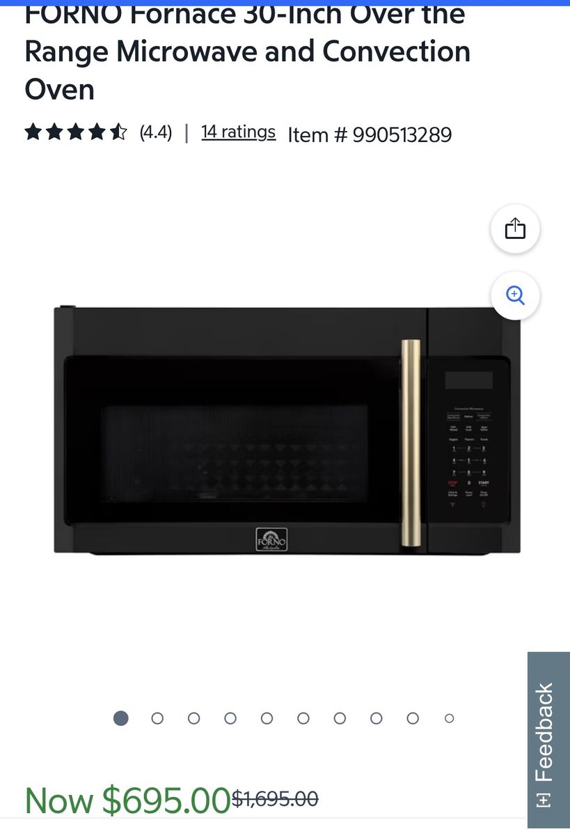FORNO 30-Inch Over the Range Microwave and Convection Oven - Black