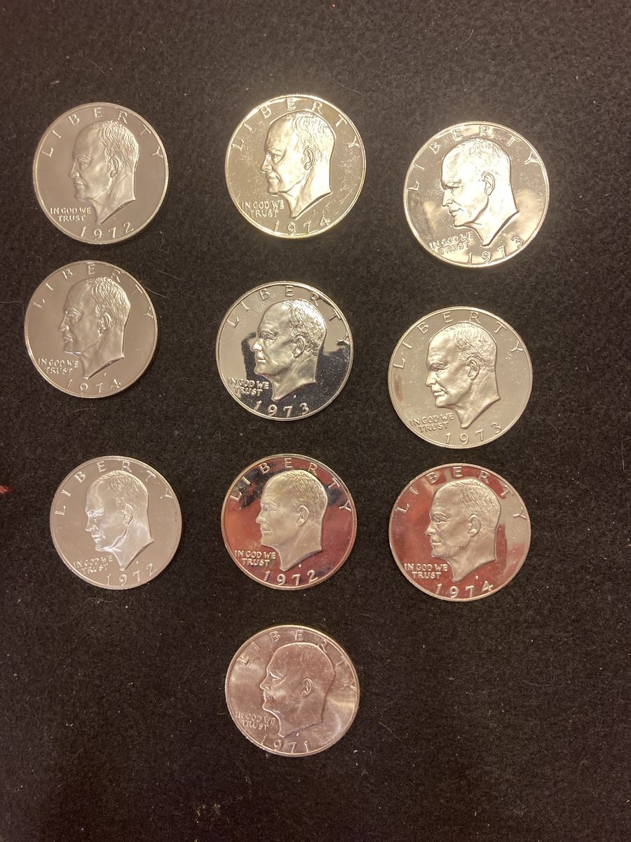 1971-S, 1972-S, 1973-S and 1974-S Silver Proof Eisenhower Silver Dollars