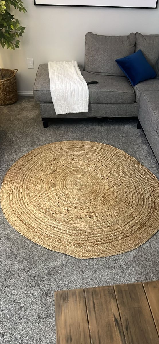 Round Jute Area Rug Natural Woven Fiber