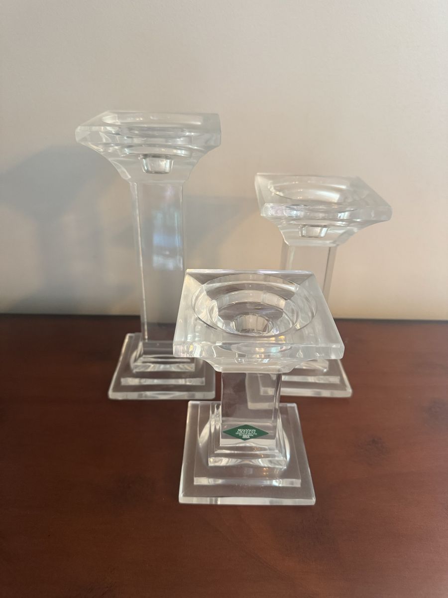 Shannon Crystal Designs of Ireland 24% Lead Crystal Candlesticks (Set of 3)
