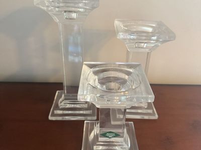 Shannon Crystal Designs of Ireland 24% Lead Crystal Candlesticks (Set of 3)