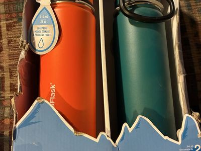 ThermoFlask 2-Pack 24oz Double-Wall Vacuum Insulated Stainless Steel Water Bottles Leakproof BPA-Free, waterbottles