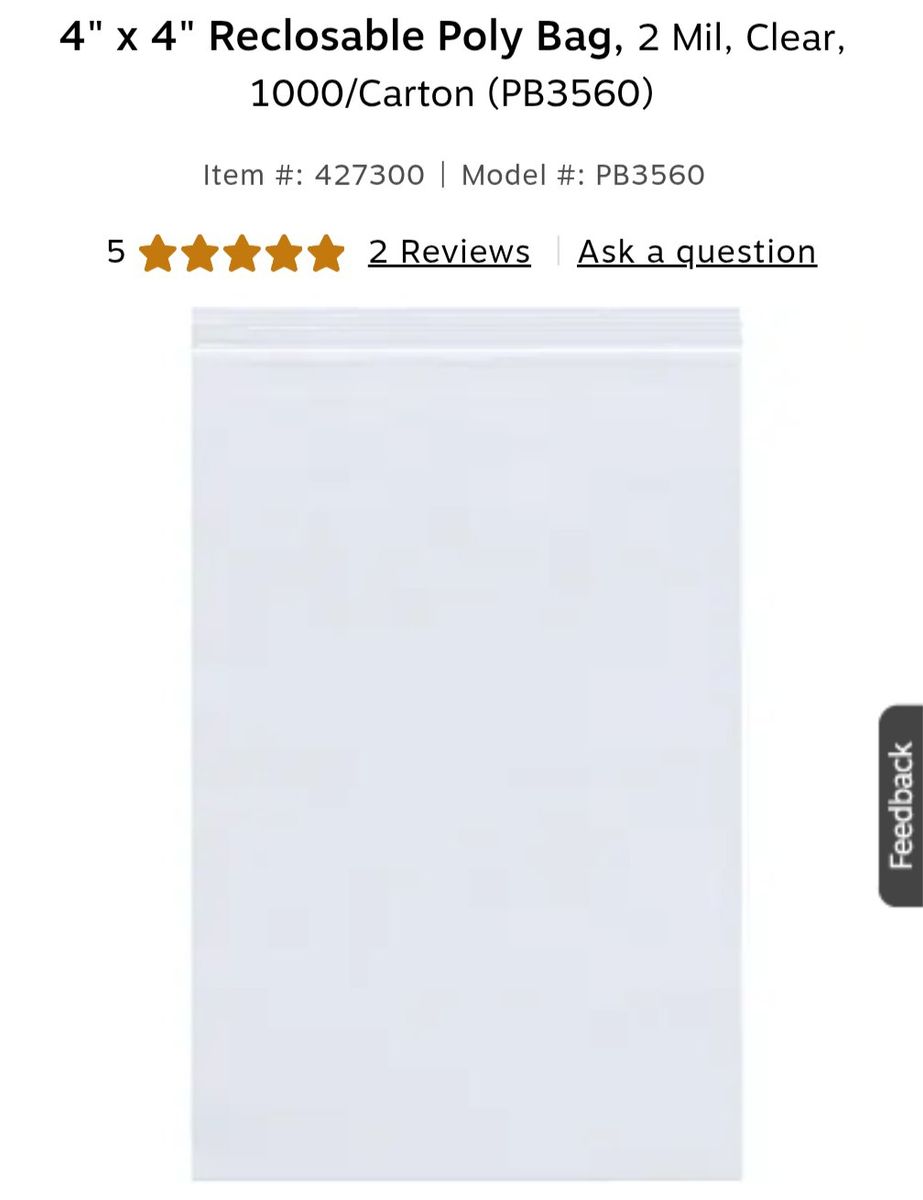 New 4in by 4in clear ziplock style baggies case of 1000