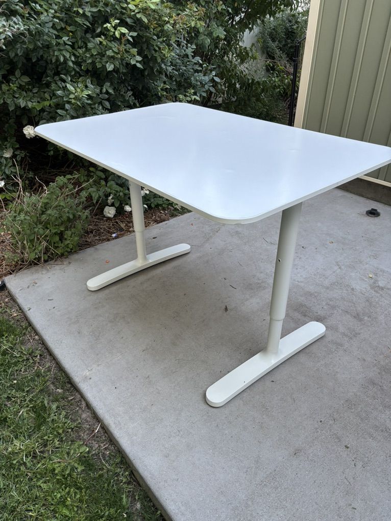 Ikea Adjustable Height Desk, White