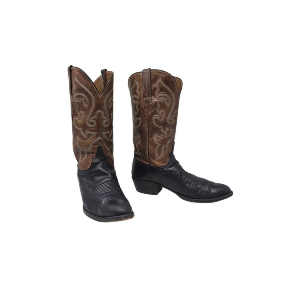 Lucchese Handmade Classic Black & Brown Leather Western Cowboy Boots Men's 10D