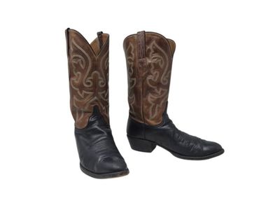 Lucchese Handmade Classic Black & Brown Leather Western Cowboy Boots Men's 10D