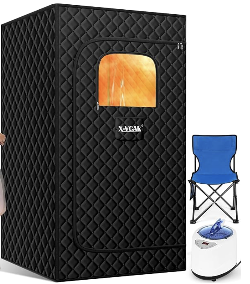X-Vcak Upgraded Portable Sauna for Home，Relaxation, Steam Sauna for Home with Steamer, Remote Control, Folding Chair, 9 Levels