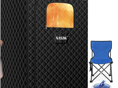 X-Vcak Upgraded Portable Sauna for Home,Relaxation, Steam Sauna for Home with Steamer, Remote Control, Folding Chair, 9 Levels