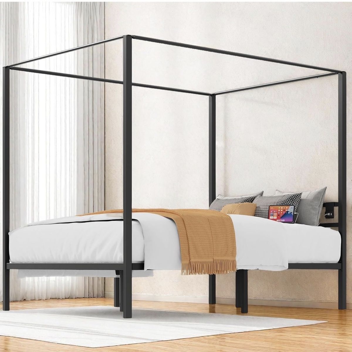 Brand New Queen Size 4-Poster Canopy Bed Frame