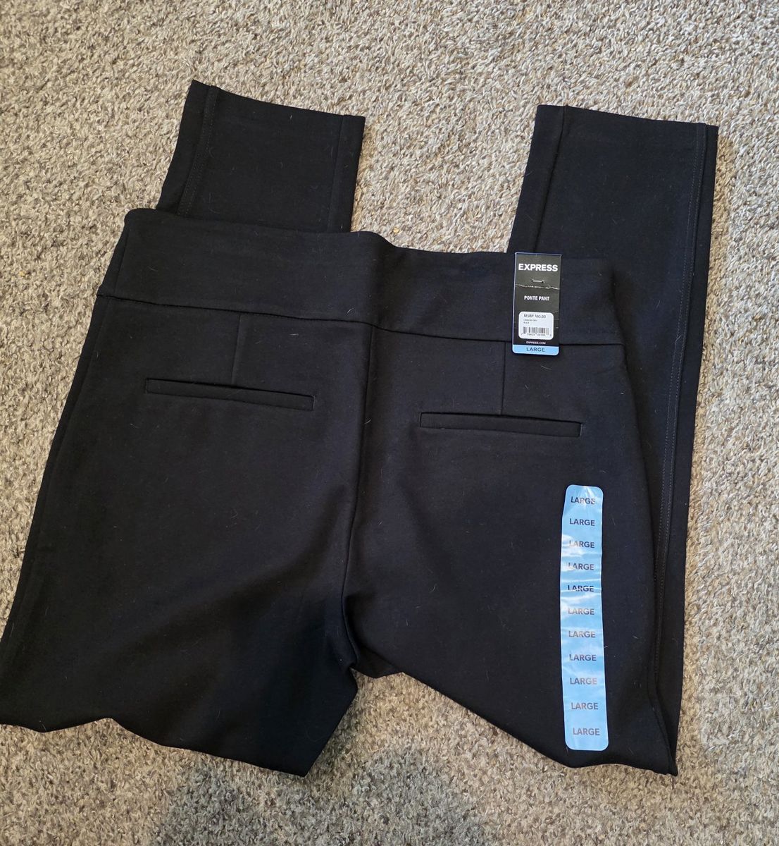 Express Women's Black Premium Ponte Knit Pants Leggings - New with Tags, Size Large, 27" Inseam
