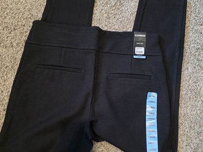 Express Women's Black Premium Ponte Knit Pants Leggings - New with Tags, Size Large, 27" Inseam