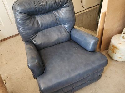 Used Blue Leather Recliner Chair - Comfortable Seating