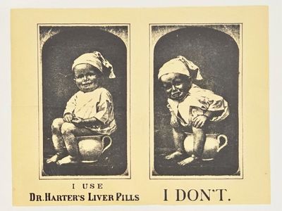Vintage-Style Dr. Harter's Liver Pills Advertising Wall Art – Humorous Bathroom Decor