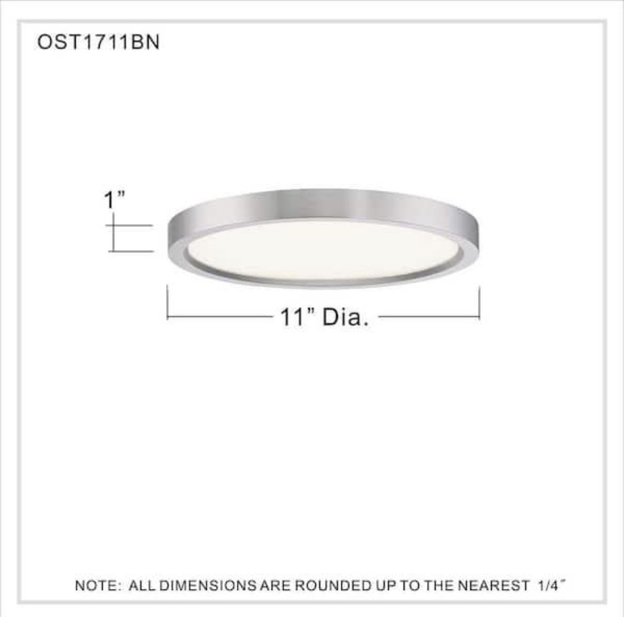 Commercial Electric 11in Brushed Nickel Integrated LED Flush Mount Light OST1711BN