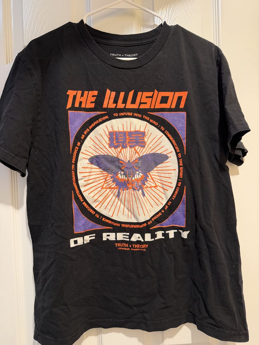 Truth + Theory The Illusion of Reality Graphic Tee Men's Black T-Shirt Size M