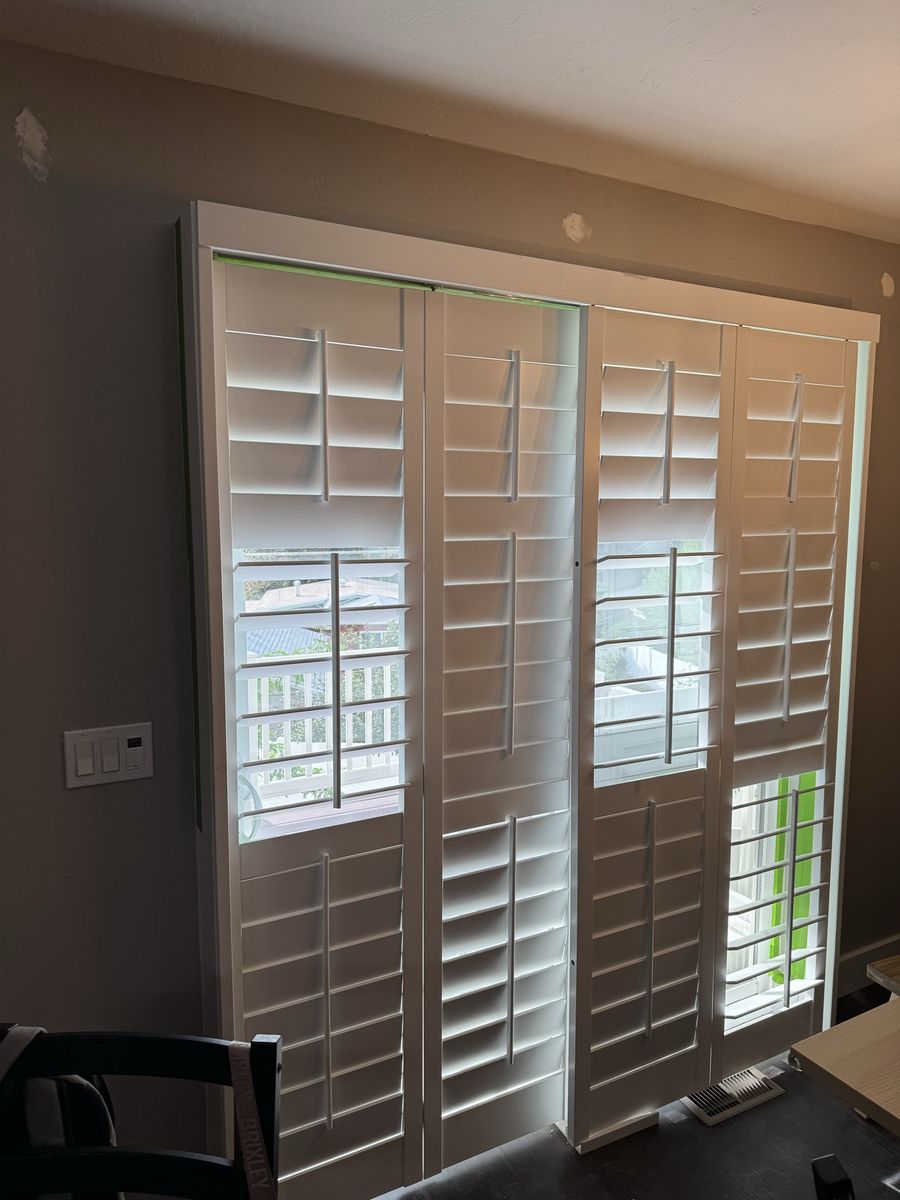 White Plantation Shutters for Sliding Door / Large Window