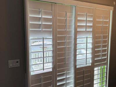 White Plantation Shutters for Sliding Door / Large Window