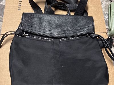 Black Mini Backpack with Zipper Pockets