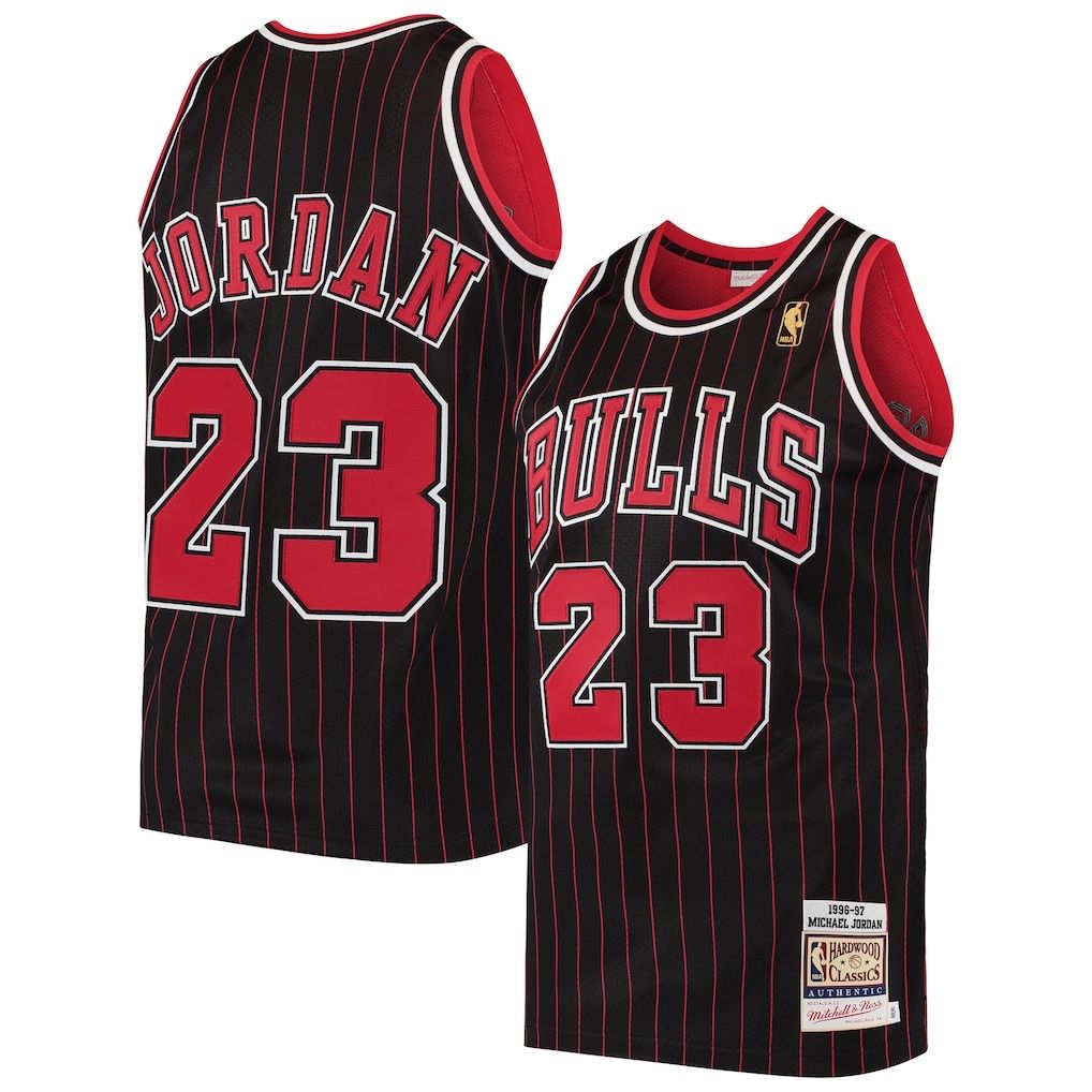 Michael Jordan # 23 | L* | 1996/97 Chicago Bulls Black Pinstripes Embroidered (M0J014)