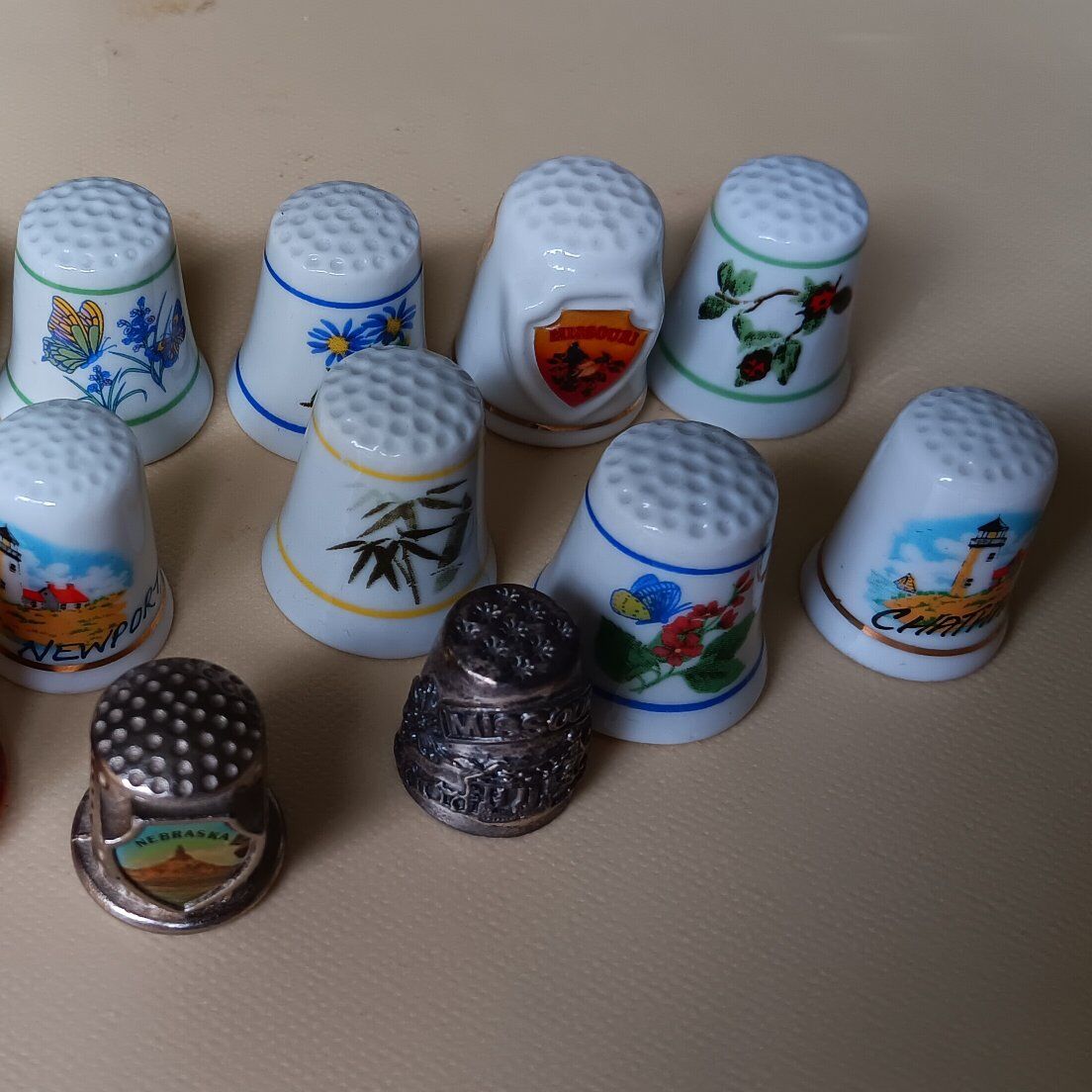 Various Porcelain Metal and Wood Thimbles