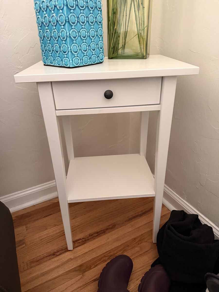 2 White Night Stands / End Tables with Drawer